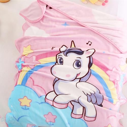 Image of Butterthief Multipurpose Cartoon Print Light Weight Blanket | Soft Cozy Plush All Seasons Blankets for 0-5 Years | Wrapper Cum Blanket for Baby Boys, Girls,New Born Kids Toddler (Rainbow)