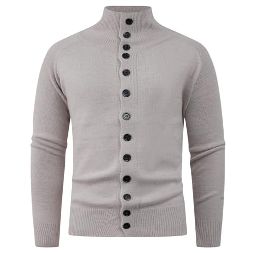 Pull en tricot homme col montant boutonné style européen automne
