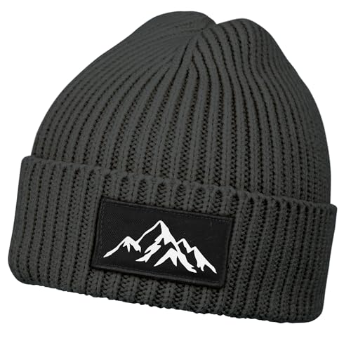 Neverless® Herren Beanie Wintermütze mit Patch Berge Mountain Aufdruck...