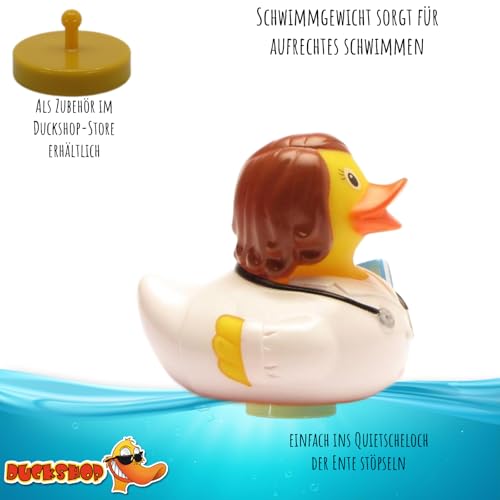 Duckshop I Badeente Ärztin inkl. Quietscheentchen-Schlüsselanhänger im Set I L8,5cm I Quietscheente I Geschenk für Mediziner I Präsent Sammler