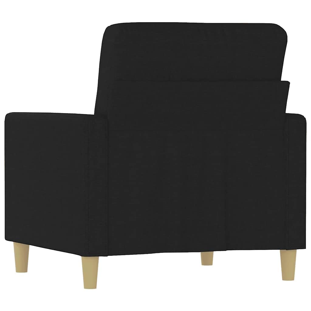 Schwarzer Stoff-Sessel mit 60 cm Sitzbreite, Relaxfunktion, Stauraum und Verstellbarer Rückenlehne für Wohnzimmer, Büro oder Lounge, Robustes Metallgestell, langlebiges Material