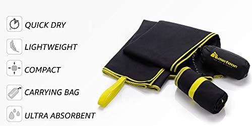 meteor Microfibre Towel Quick Dry Gym Pool Fitness Swimming Travel Camping Beach Yoga Pilates Bath Shower Absorbent Compact Lightweight Dry Men Women Kids Post-Bath Pet Drying (110 x 175 cm, Black)