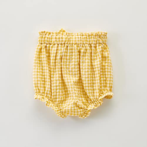 Toddler Baby Girls Plaid Bloomers High Waist Ruffle Bow Tie Diaper Cover Loose Harem Shorts2