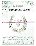 GluckGeschenk Kommunion/Konfirmation Geschenke für Mädchen, Schutzengel Armband Silber mit Karte, Geschenke zur Kommunion/Konfirmation Mädchen