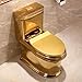 QIUFANGM Super Golden Toilet One Piece Dual Flush Toilet Mute Siphonic Creative Toilet for Home Hotel Bathroom, 700x390x750mm