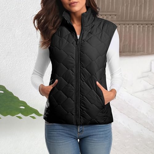 KICILVS Women’s Black Puffer Vest: Lightweight Quilted Jacket with Stand Collar for Effortless Winter Style - Image 2