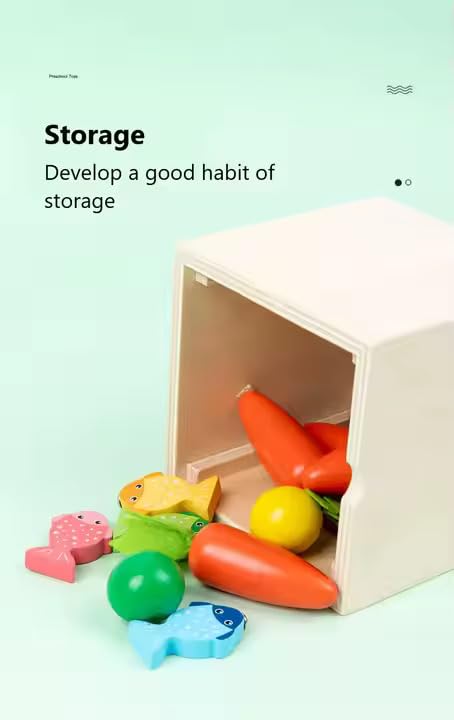 Mara Bommai® Wooden Montessori 5-in-1 Activity Toy Set | Educational Learning Toys for Toddlers | Shape Sorting, Hammering, Fishing, Carrot Harvest & More 2