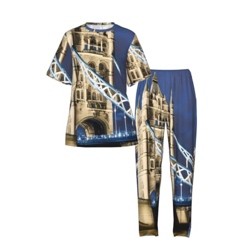 Pyjama court femme Tower Bridge imprimé en coton doux - 5