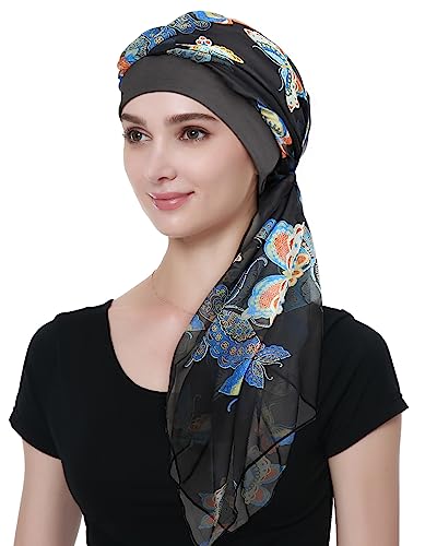 Long Chiffon Scarf Head Coverings Chemo Cap for Women