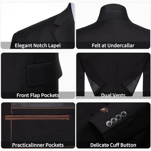 Men's 2 Piece Slim Fit Suit Elegant Two Button Blazer & Pant Set for Business or Wedding4
