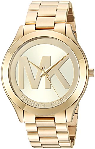 Michael Kors Women's Slim Runway Quartz Watch with Stainless-Steel Strap, Gold, 20