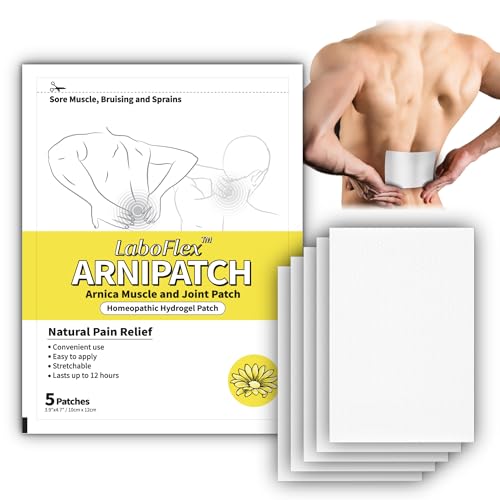 Arnica Hydrogel Pain Relief Patches | Natural Relief for Muscle, Joint, Bruises & Swelling | Flexible, Non-Greasy & Long-Lasting | Great for Back, Knee & Neck Pain (3.9