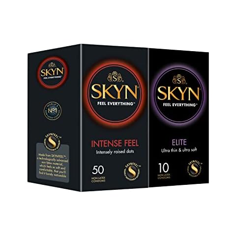 SKYN Intense Feel, Preservativos Sin Látex Estimulantes (50Uds) + SKYN Elite, Preservativo Sin Látex Ultrafinos (10Uds) Cover