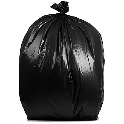 PlasticMill 50-60 Gallon Garbage Bags: Black, 1.5 Mil, 38x58, 100 Bags.