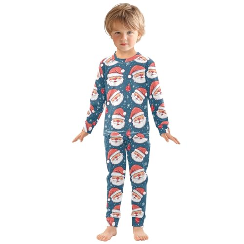Fustylead Christmas Cute Santa Claus and Snowflakes Cotton Pajamas Set 2 Piece Long Sleeve Pjs Sleepwear3
