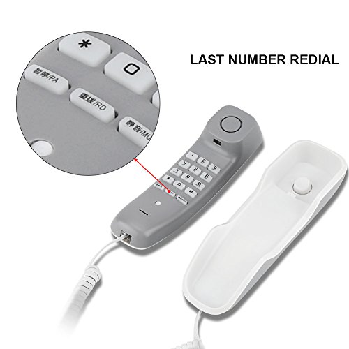 Eboxer Noise Canceling Wandtelefon Letzte Wahlwiederholung Anti-Interferenz Wandmontiertes Telefon Festnetztelefone für Haus/Büro(Weiß)