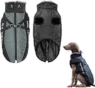 Dog Winter Coat with Harness for Large Dogs,Waterproof Fleece Cotton Lined Dog Jacket Reflective Outdoor Dog Winter Jacket Warm Pet Jacket Costume with Adjustable Plush Neckline for Large Dogs (5XL)