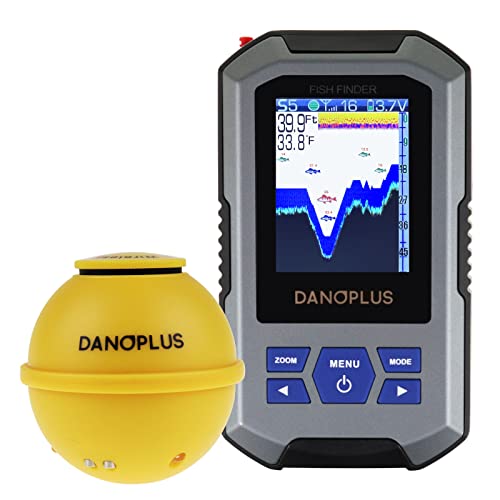 Portable Fish Finder Large HD Display Wireless Fish Finder, Fish Finders & Depth Finders for Boats with 147 feet Depth Detection Sensor, Rechargeable Castable Fish Finder Display Fish, Temp, Depth