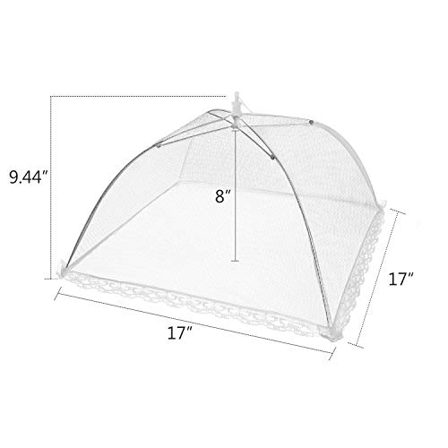 Armear 6 pack Large Pop-Up Mesh Food Cover Tent, 17 Inches Food Protector Covers Reusable and Collapsible Outdoor Picnic Food Covers Tent For Bugs, Parties Picnics, BBQs (White)