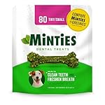 Minties Dental Chews for Dogs, 80 Count, Vet-Recommended Mint-Flavored Dental Treats for Tiny/Small Dogs 5-24 lbs, Dental Bones Clean Teeth, Fight Bad Breath, and Removes Plaque and Tartar