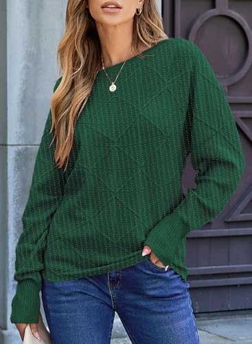 Image of EVALESS Casual Crewneck Sweaters for Women Fall Winter 2026 Lightweight Long Batwing Sleeve Pullover Sweaters Tops Clothes