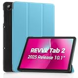 ProCase Slim Case for T-Mobile REVVL Tab 2 (2025 Release, 10.1'), Stand Hard Shell Cover, Foldable PU Leather Tablet Case -Azure