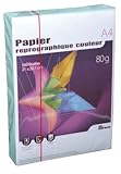 Ramette de 500 feuilles de papier. Format 21 x 29,7 cm, 80g. Qualité extra fin. Coloris Vert. Papier garanti pour passage sur machines reprographie, jet d'encre, laser, offset. Composition : Sans bois, papier 