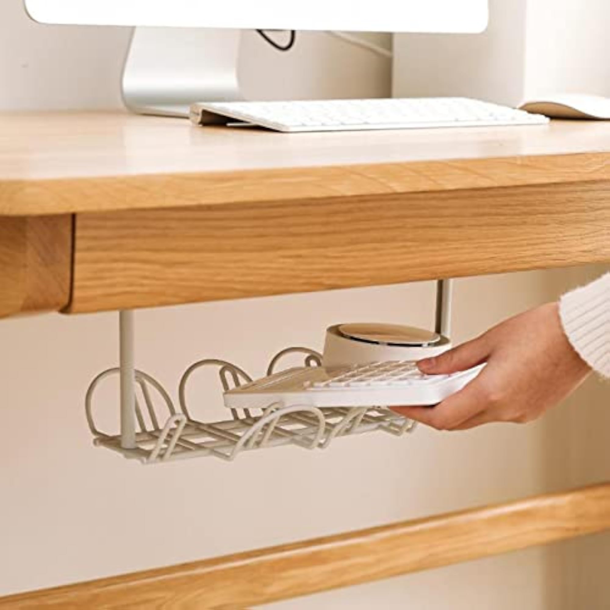 Under Desk Cable Cord Holder Tray for Power Strip Management