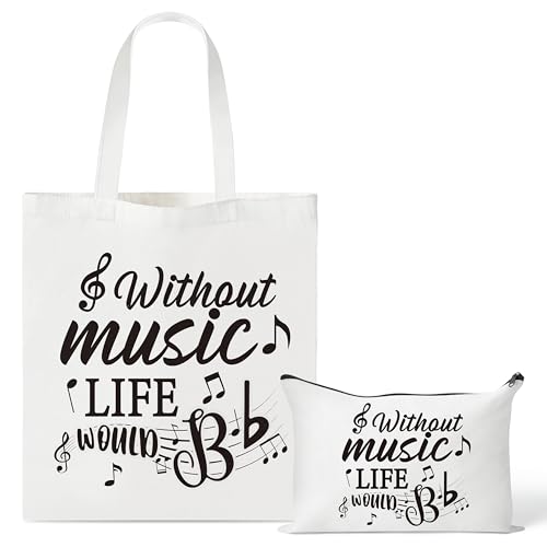 Image of Y1tvei Canvas Bags Gifts, Tote Bag with Makeup Pouch, Birthday Party Favors