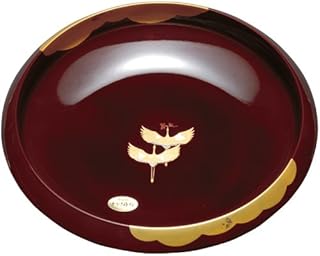 菓子鉢 溜塗 金雲昇鶴 22.5cm