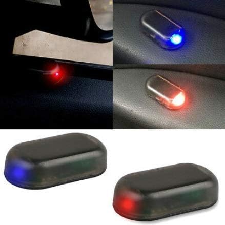 Car Fake Alarm Warning Anti-Theft LED Flashing Security Light Solar Powered (BLUE)