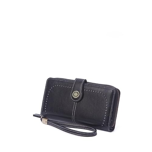 Lyirfan Portefeuille pour femme, portefeuille long de grande capacité pour femme., Noir , Standard, 2 volets
