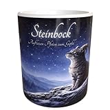 sternzeichen steinbock katze tasse becher bürotasse geschenktasse horoskop astrologie katzenmotiv liebe geschenkidee Kaffeetasse 330ml Kitten Büro Mug Cup Tier Haustier Samtpfote (01 weiß)