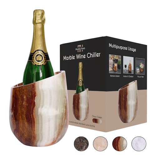 Marble Hives Enfriador de vino de mármol, cubo enfriador de vino de alta calidad, perfecto para botellas de vino, mantiene tu enfriador de champán y seguro, sostiene fácilmente botellas de 750 ml,