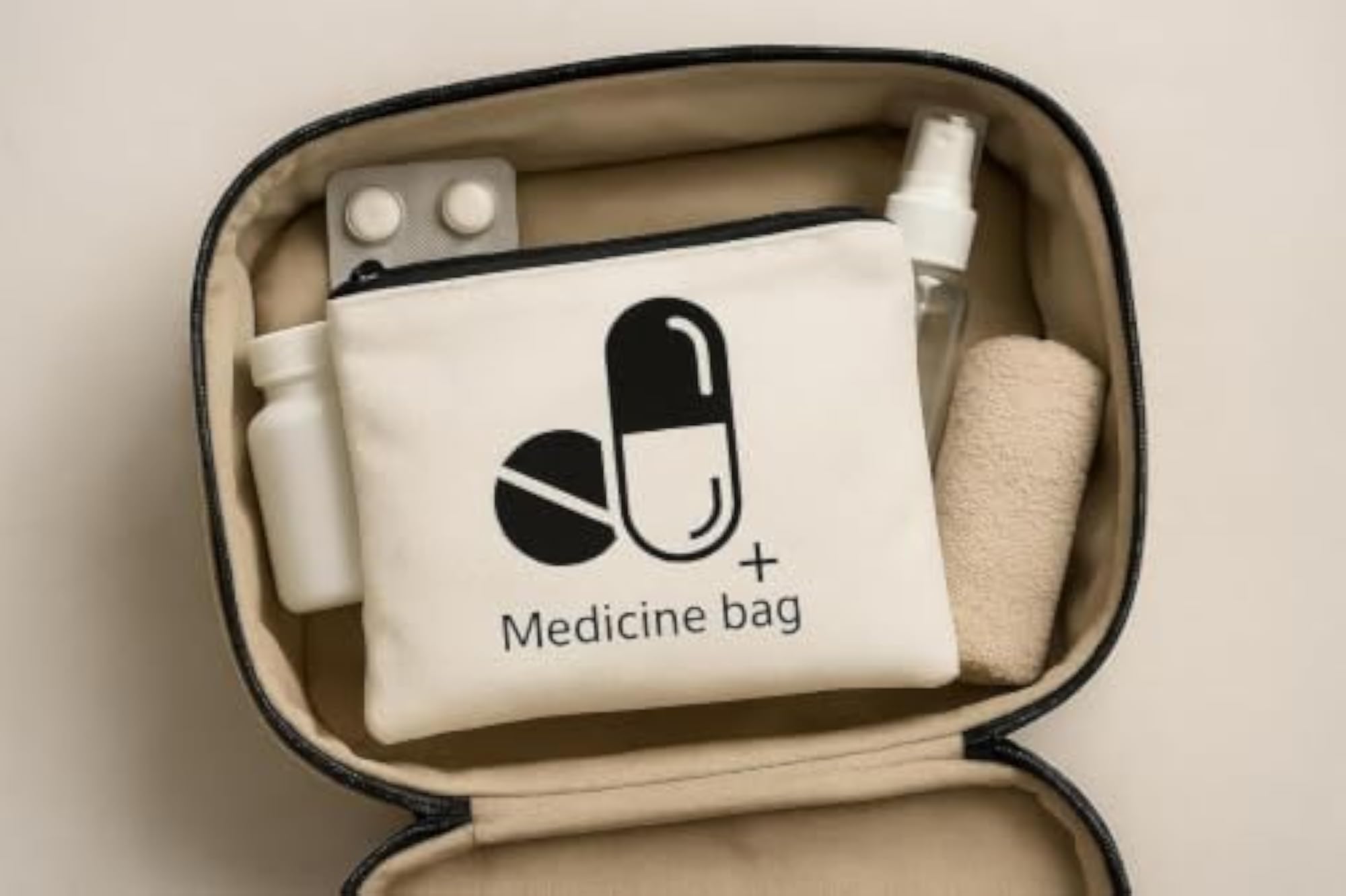 Canvas Medicine Bag Pouch with Zipper