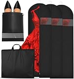SaiXuan 3X Custodie per Abiti con Borsa per Scarpe, 60x180cm, Finestra Trasparente, Copri Abiti Anti Polvere con Cerniera, per Abiti da Sposa, Completi, Cappotti, Armadio e Porta Vestiti da Viaggio