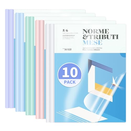WORPSON 10 Pack, Clear Report Covers with Sliding Bar, 50-Sheet Capacity â€“ Presentation Folders for Letter and A4 Sheets Size, Resume & Document Binders for Office, School, Business (Multicolor)