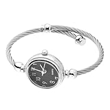 Generic Reloj de Pulsera Abierto Elegante de 4 Colores para Mujer, Correa de Aleación de Cuarzo para Mujer, Números Romanos para Fiesta de Vestir (disco negro digital)