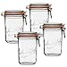 Le Parfait Super Terrine - 1L French Glass Canning Jar w/Straight Body, Airtight Rubber Seal & Glass Lid, 32oz/Quart (Pack of 4) Stainless Wire