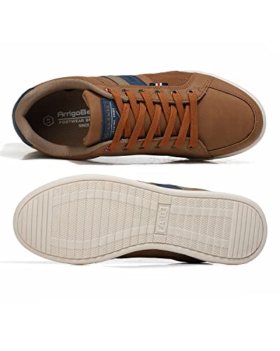 Arrigo Bello Sneakers For Men Casual Shoes Low Top Comfortable Walking Shoes(Brown, Size_10.5) #TOP1
