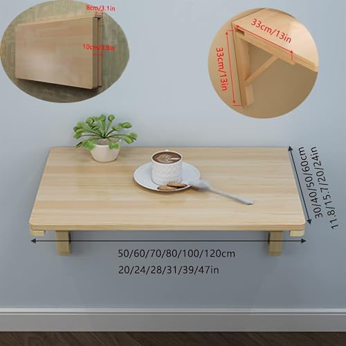 Table pliante murale en bois suspendue bureau rabattable gain de place - 3
