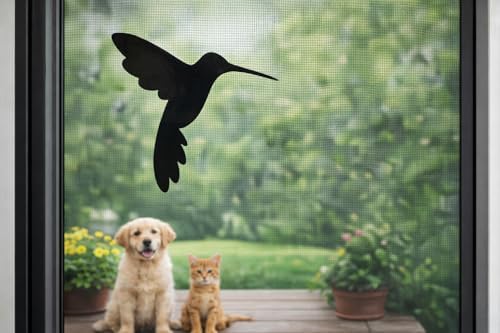WSQ Hummingbird Screen Door Decals 3-Pack β 4" Safety Stickers for Retractable Mesh Doors, Visibility Decal for Patio, Window & Sliding Doors, Prevent Collisions for Kids, Dogs & Birds (Black) - 2
