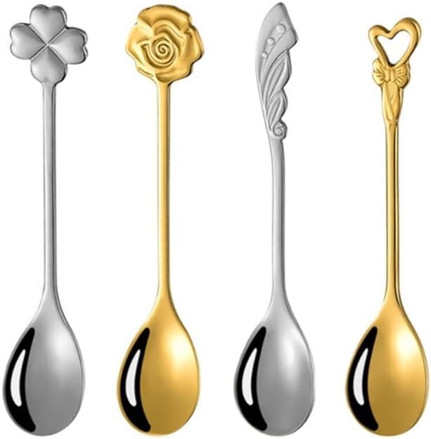 Cooking Spoons 304 Stainless Steel Coffee Spoon, Dessert Spoon Set of 4