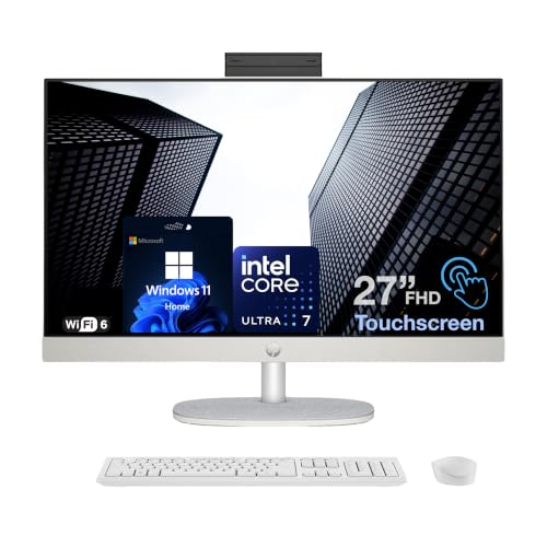Image of Customizable HP 27 inchFHD Touchscreen All-in-One Business Desktop PC, Intel Core Ultra 7 Up to 4.8GHz, 16GB /32GB /64GB DDR5 RAM, 512GB /1TB /2TB SSD, Webcam, USB-C, Wireless KB&Mouse, Windows11, White