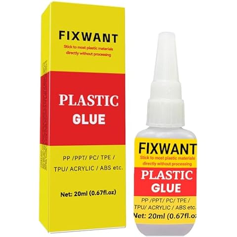 FIXWANT PP/PPT/PC/TPE/TPU/Acrylic/ABS Electronic Components Metal Adhesive Fast Instant Super Glue for Plastic 20ml (0.67fl.oz) (1) Cover