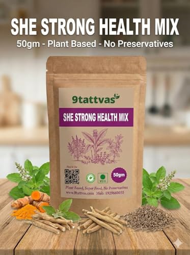 Image of 9 Tattvas She Strong Women Health Mix Powder | Herbal Nutrition Drink for Women Wellness, Energy & Immunity | Daily Supplement for Strength, Hormonal Balance & Overall Health | 50g (Pack of 1)
