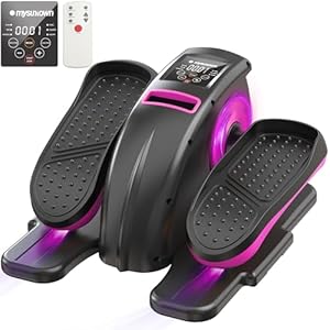 Under Desk Elliptical Machine, Mysuntown Ellipse Leg Exerciser for Seniors Fully Assembled, Quiet & Portable Electric Seated Pedal Exerciser, Fluorescent