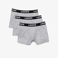 Lacoste Men's 3 Pack Casual Trunks, Silver, Small