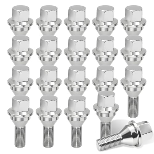 QIAOAUTOCC 12x1.25 Lug Bolts, OEM Replacement Compatible with 2015+ Je/ep Renegade, 2023+ Do-dge Hornet– One-Piece Wheel Studs, Replaces 68296586AA 610-632, Set of 20, Silver Chrome