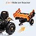 Hikiddo Licensed JCB 24V Electric Ride on Trator for Big Kids 3-8 with Trailer, Remote Control, 400W Motors - Yellow